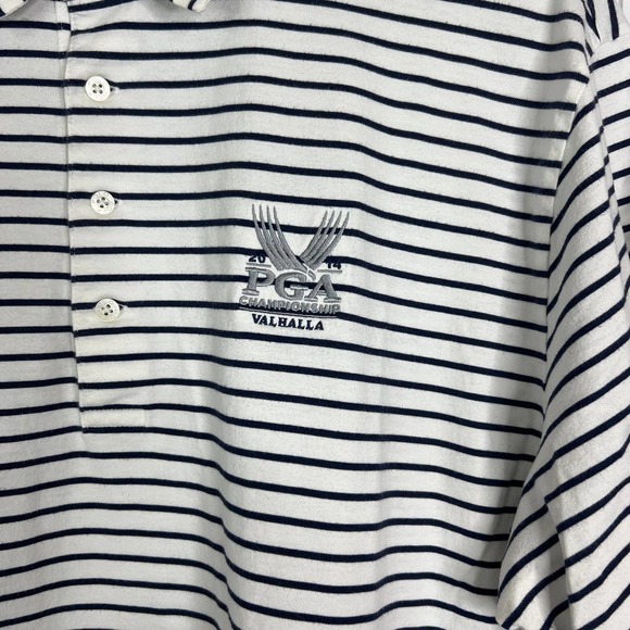 Polo Golf PGA Championship Valhalla White and Navy Striped Polo SZ XL - Picture 4 of 9
